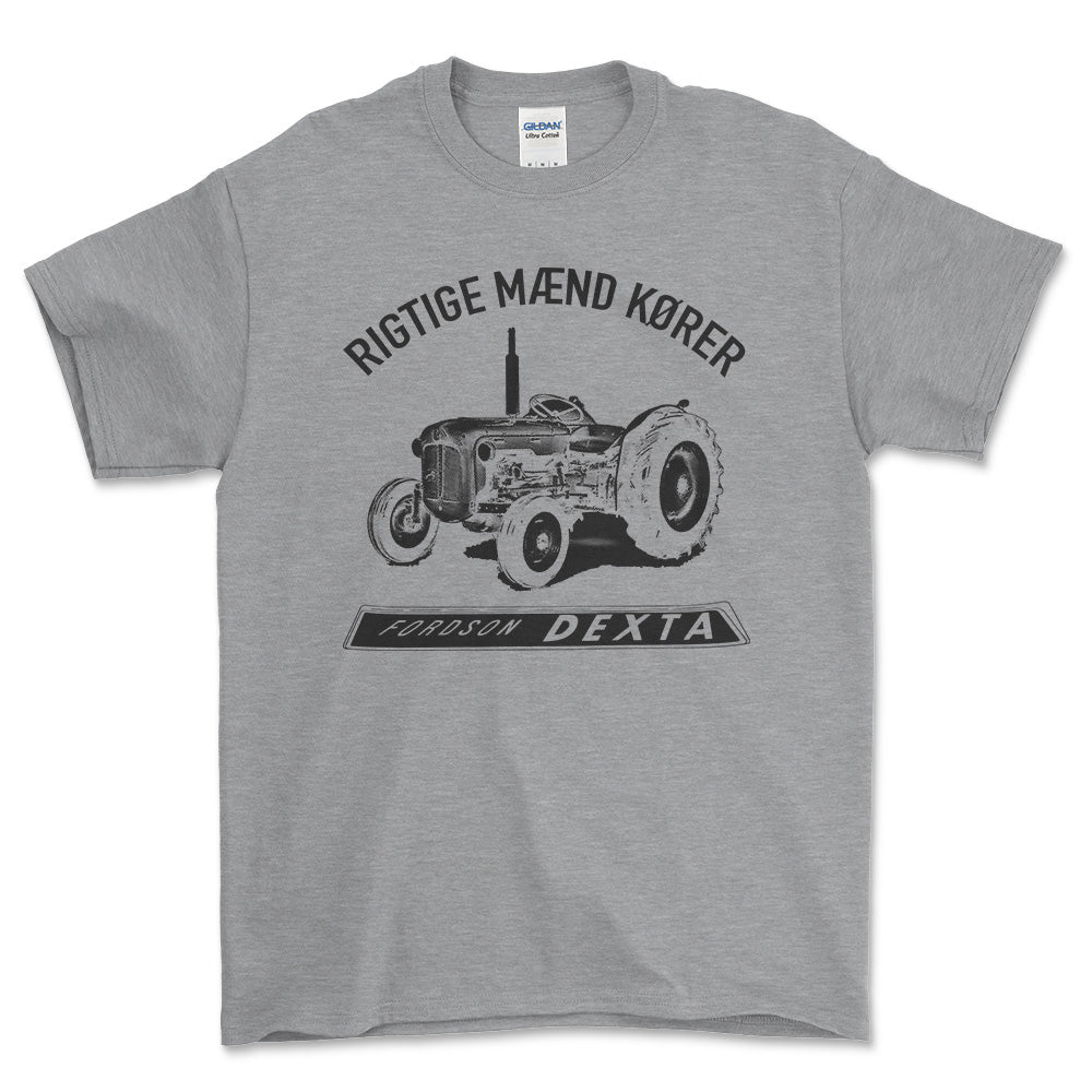 Fordson - Rigtige Mænd Kører Fordson Dexta Unisex T-Shirt , Bomuld-Beklædning-Fordson-Grå Sport-S-Forside-Garage Culture Shop- garage - man cave - merchandise