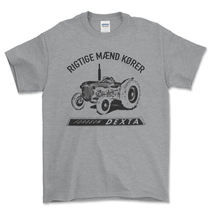 Fordson - Rigtige Mænd Kører Fordson Dexta Unisex T-Shirt , Bomuld-Beklædning-Fordson-Grå Sport-S-Forside-Garage Culture Shop- garage - man cave - merchandise