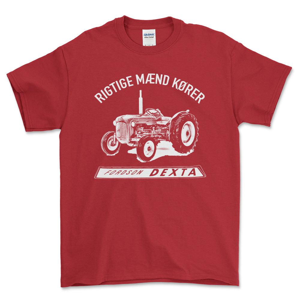 Fordson - Rigtige Mænd Kører Fordson Dexta Unisex T-Shirt , Bomuld-Beklædning-Fordson-Rød-S-Forside-Garage Culture Shop- garage - man cave - merchandise