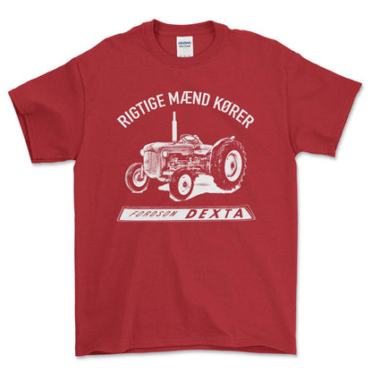 Fordson - Rigtige Mænd Kører Fordson Dexta Unisex T-Shirt , Bomuld-Beklædning-Fordson-Rød-S-Forside-Garage Culture Shop- garage - man cave - merchandise