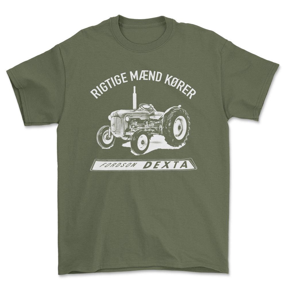 Fordson - Rigtige Mænd Kører Fordson Dexta Unisex T-Shirt , Bomuld-Beklædning-Fordson-Grøn Militær-S-Forside-Garage Culture Shop- garage - man cave - merchandise