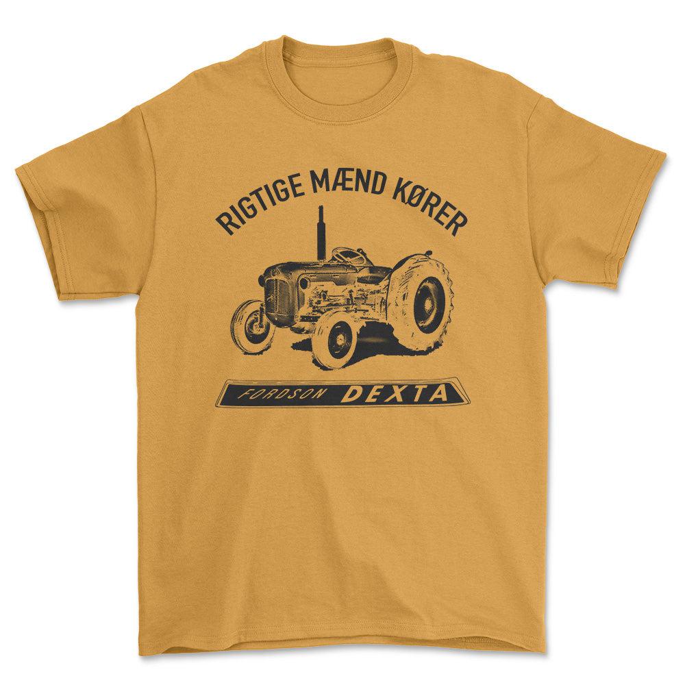 Fordson - Rigtige Mænd Kører Fordson Dexta Unisex T-Shirt , Bomuld-Beklædning-Fordson-Guld-S-Forside-Garage Culture Shop- garage - man cave - merchandise