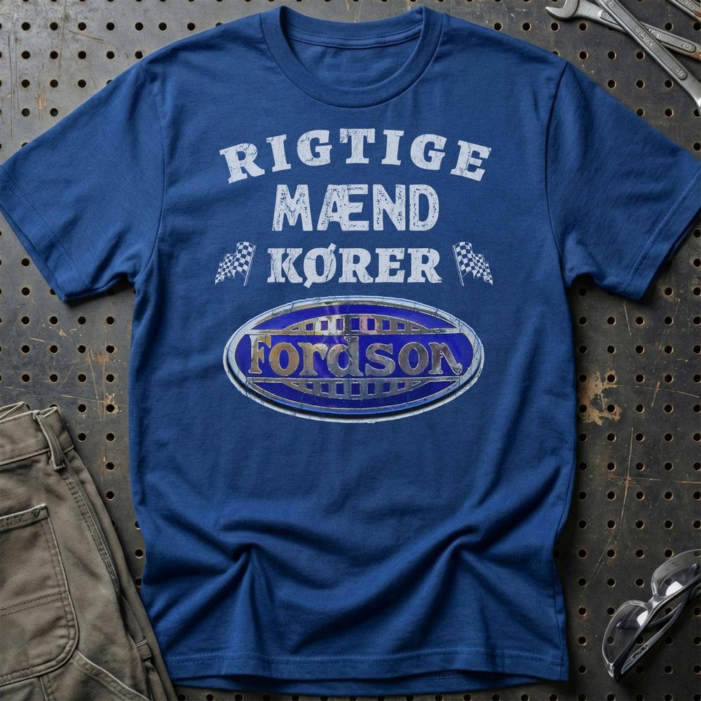 Fordson Rigtige Mænd Kører T-Shirt-Beklædning-Fordson-Blå Royal-S-Garage Culture Shop- garage - man cave - merchandise