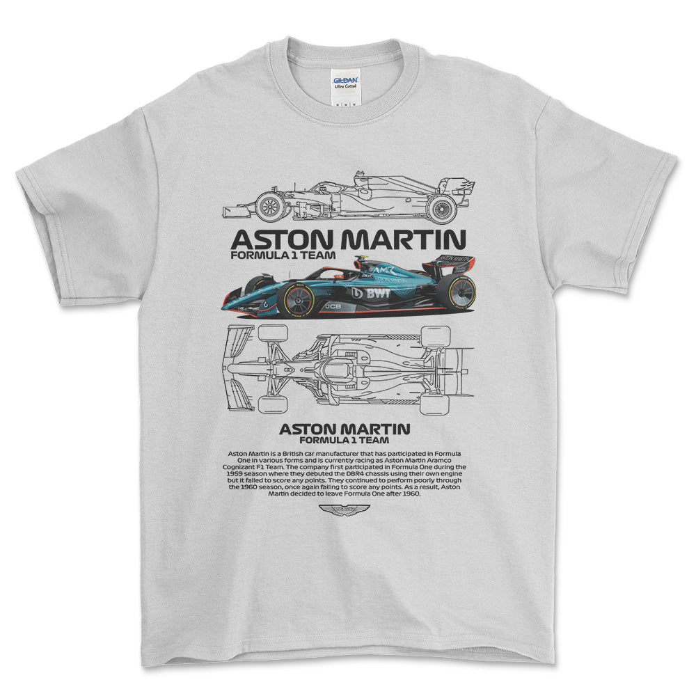 Formula 1 Aston Martin Team - Unisex T-Shirt , Bomuld-Beklædning-Formula 1-Hvid-S-Forside-Garage Culture Shop- garage - man cave - merchandise