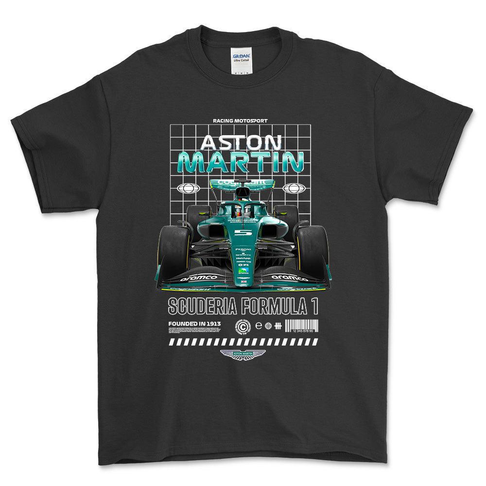 Formula 1 Aston Martin - Unisex T-Shirt , Bomuld-Beklædning-Formula 1-Sort-S-Forside-Garage Culture Shop- garage - man cave - merchandise