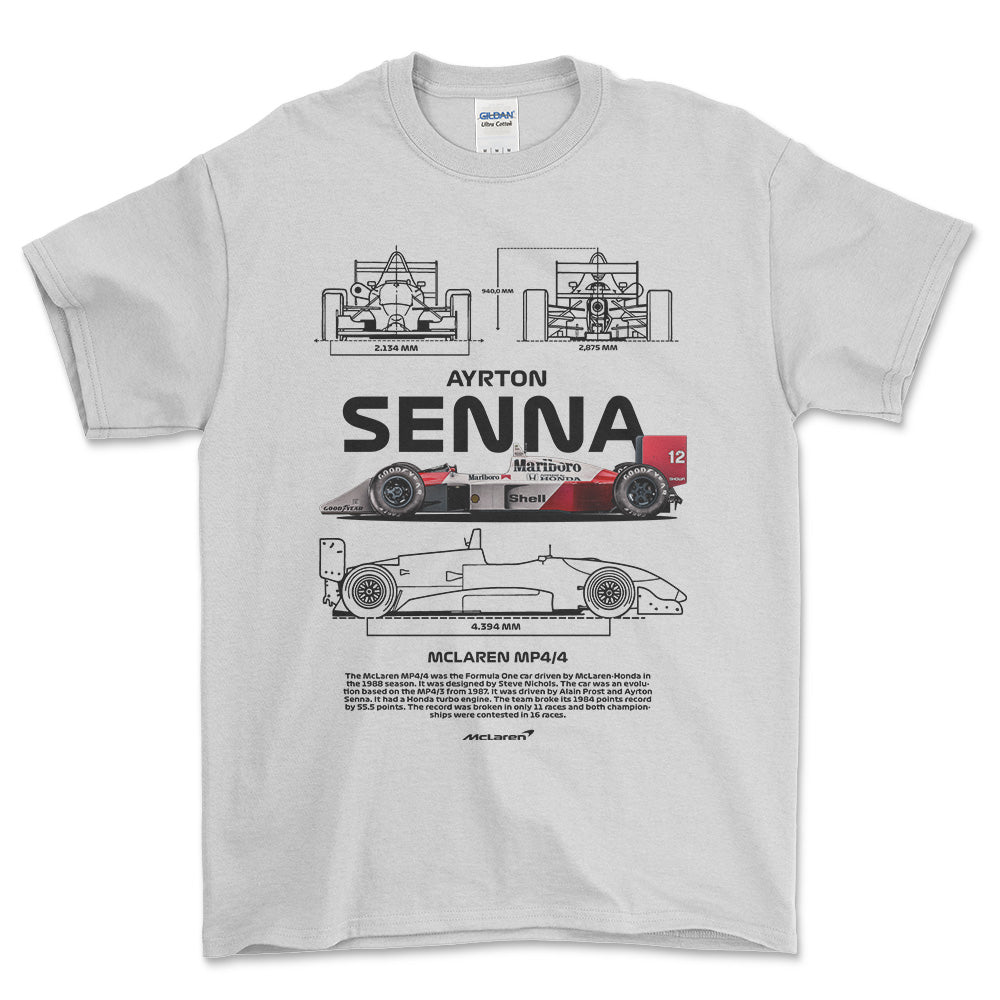 Formula 1 Ayrton Senna - Unisex T-Shirt , Bomuld-Beklædning-Formula 1-Hvid-S-Forside-Garage Culture Shop- garage - man cave - merchandise