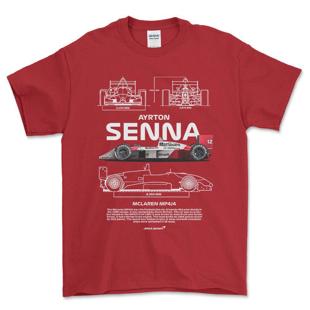 Formula 1 Ayrton Senna - Unisex T-Shirt , Bomuld-Beklædning-Formula 1-Rød-S-Forside-Garage Culture Shop- garage - man cave - merchandise