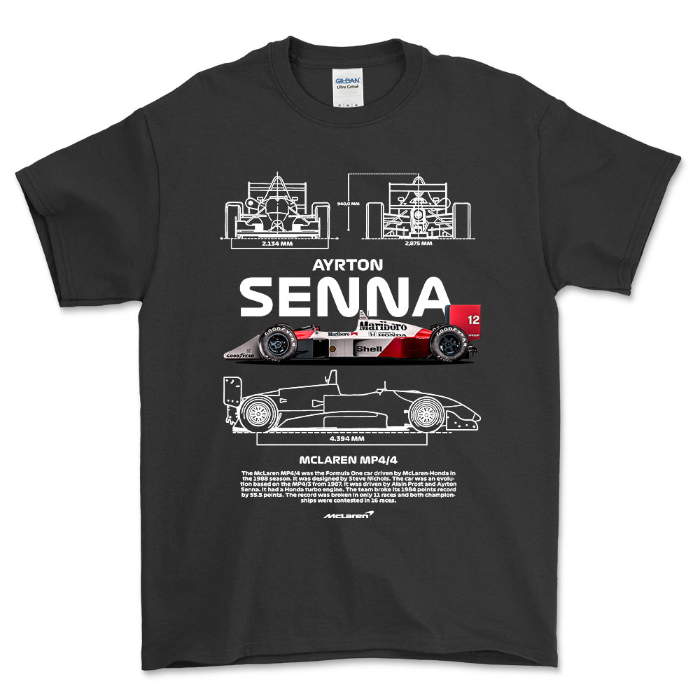 Formula 1 Ayrton Senna - Unisex T-Shirt , Bomuld-Beklædning-Formula 1-Sort-S-Forside-Garage Culture Shop- garage - man cave - merchandise