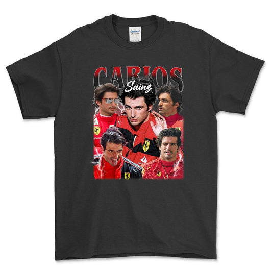 Formula 1 Carlos Sainz - Unisex T-Shirt , Bomuld-Beklædning-Formula 1-Sort-S-Forside-Garage Culture Shop- garage - man cave - merchandise