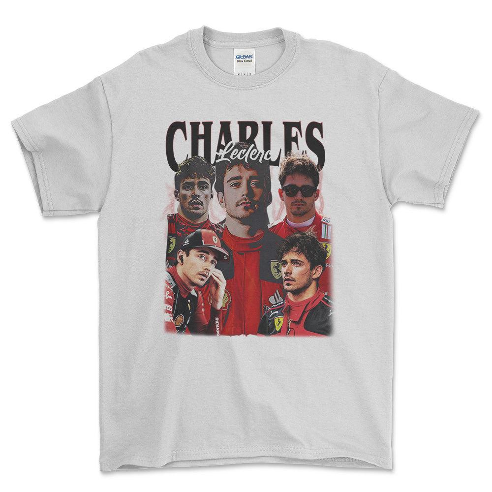 Formula 1 Charles Leclerc - Unisex T-Shirt , Bomuld-Beklædning-Formula 1-Hvid-S-Forside-Garage Culture Shop- garage - man cave - merchandise