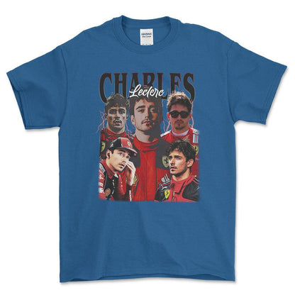 Formula 1 Charles Leclerc - Unisex T-Shirt , Bomuld-Beklædning-Formula 1-Blå Royal-S-Forside-Garage Culture Shop- garage - man cave - merchandise