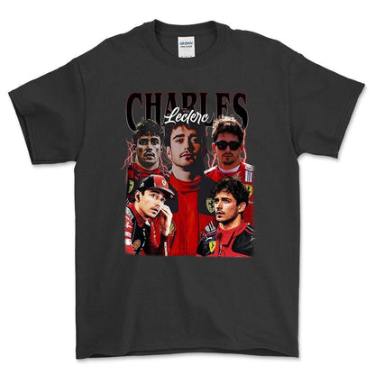 Formula 1 Charles Leclerc - Unisex T-Shirt , Bomuld-Beklædning-Formula 1-Sort-S-Forside-Garage Culture Shop- garage - man cave - merchandise