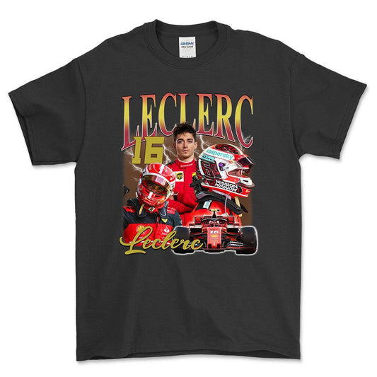 Formula 1 Charles Leclerc - Unisex T-Shirt , Bomuld-Beklædning-Formula 1-Sort-S-Forside-Garage Culture Shop- garage - man cave - merchandise