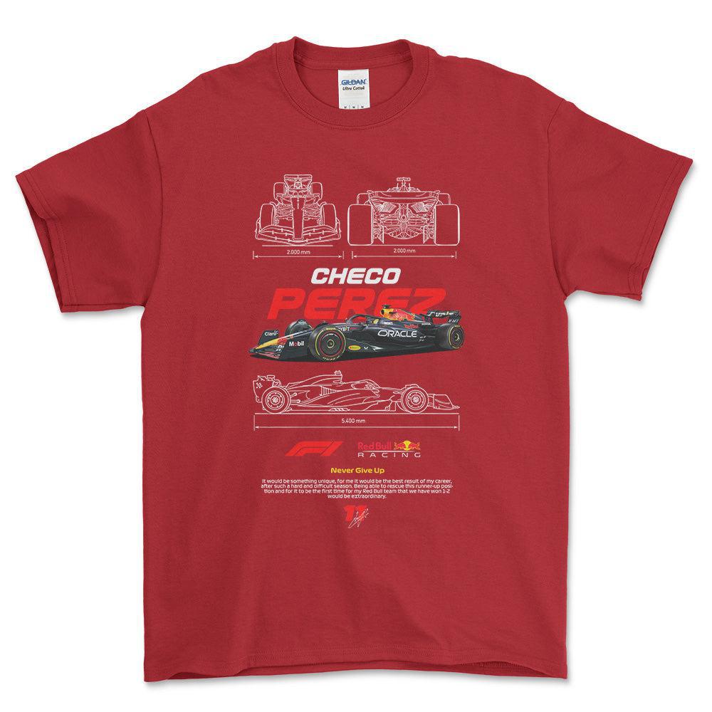Formula 1 Checo Perez - Unisex T-Shirt , Bomuld-Beklædning-Formula 1-Rød-S-Forside-Garage Culture Shop- garage - man cave - merchandise
