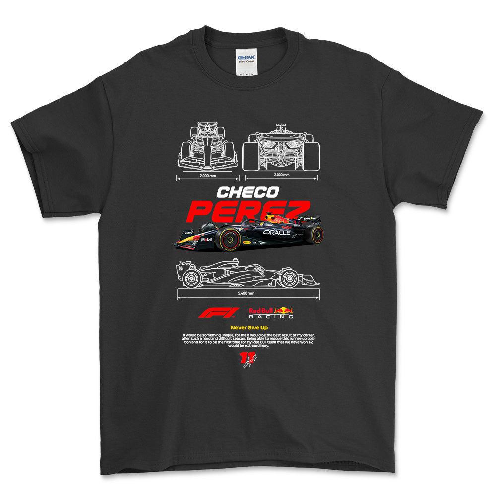 Formula 1 Checo Perez - Unisex T-Shirt , Bomuld-Beklædning-Formula 1-Sort-S-Forside-Garage Culture Shop- garage - man cave - merchandise