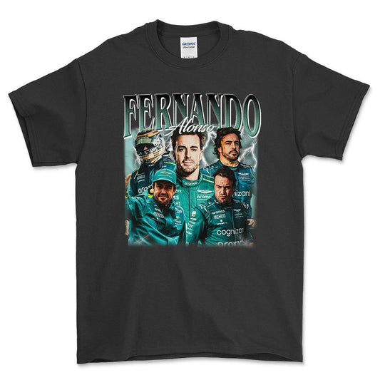 Formula 1 Fernardo Alonso - Unisex T-Shirt , Bomuld-Beklædning-Formula 1-Sort-S-Forside-Garage Culture Shop- garage - man cave - merchandise