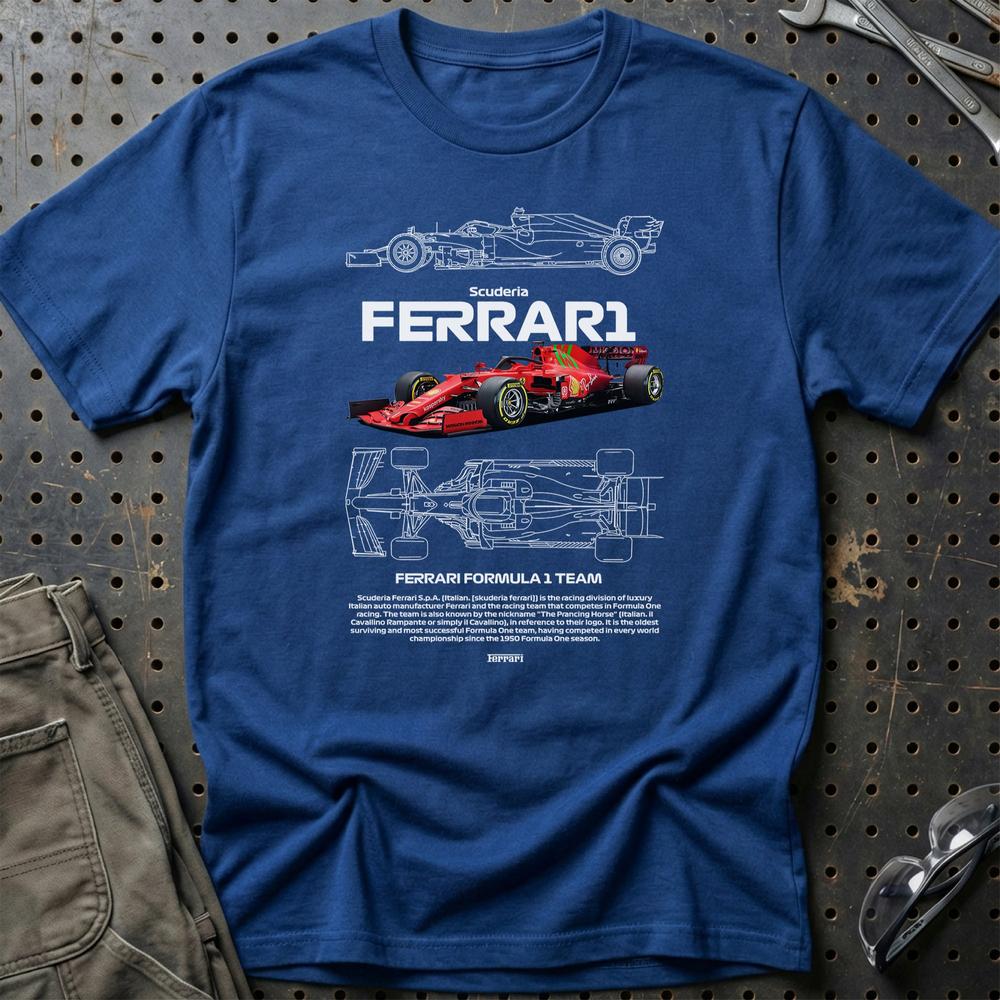 Formula 1 Ferrari Scuderia T-Shirt-Beklædning-Formula 1-Blå Royal-S-Garage Culture Shop- garage - man cave - merchandise