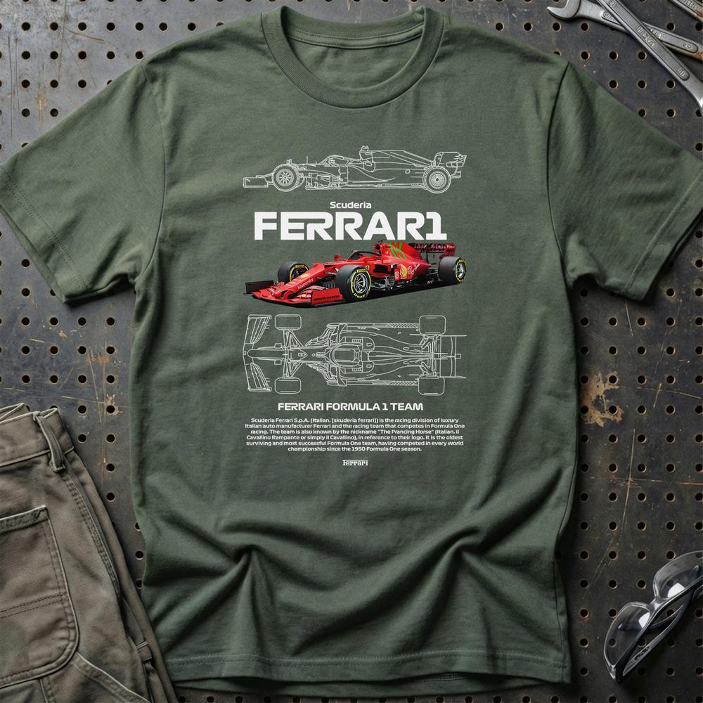 Formula 1 Ferrari Scuderia T-Shirt-Beklædning-Formula 1-Grøn Militær-S-Garage Culture Shop- garage - man cave - merchandise
