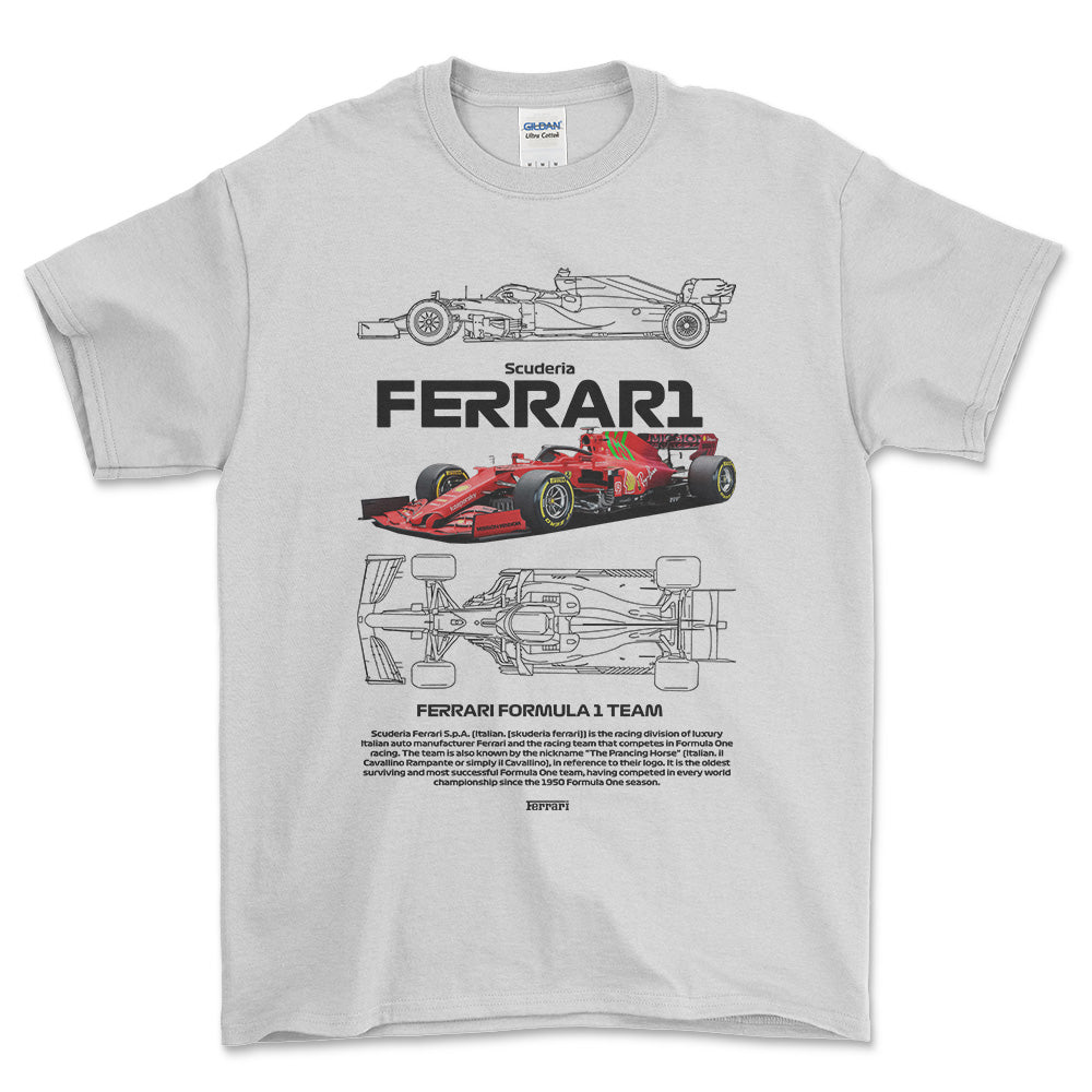 Formula 1 Ferrari Scuderia - Unisex T-Shirt , Bomuld-Beklædning-Formula 1-Hvid-S-Forside-Garage Culture Shop- garage - man cave - merchandise