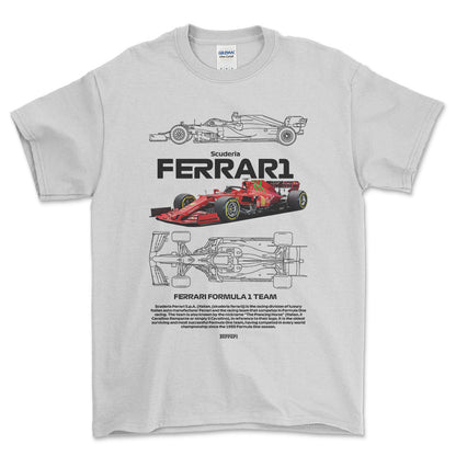 Formula 1 Ferrari Scuderia - Unisex T-Shirt , Bomuld-Beklædning-Formula 1-Hvid-S-Forside-Garage Culture Shop- garage - man cave - merchandise