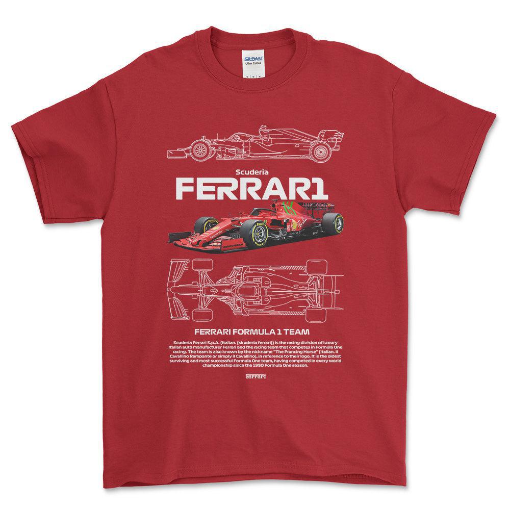 Formula 1 Ferrari Scuderia - Unisex T-Shirt , Bomuld-Beklædning-Formula 1-Rød-S-Forside-Garage Culture Shop- garage - man cave - merchandise