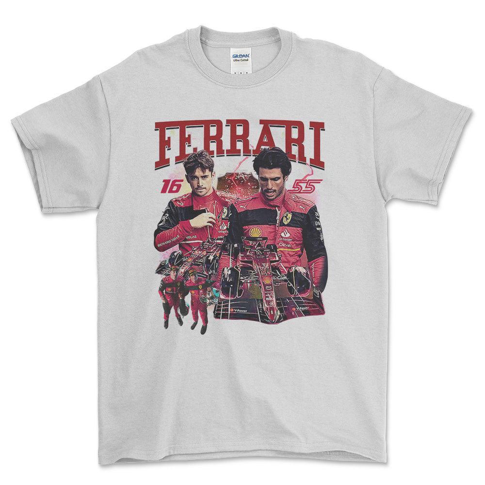 Formula 1 Ferrari - Unisex T-Shirt , Bomuld-Beklædning-Formula 1-Hvid-S-Forside-Garage Culture Shop- garage - man cave - merchandise