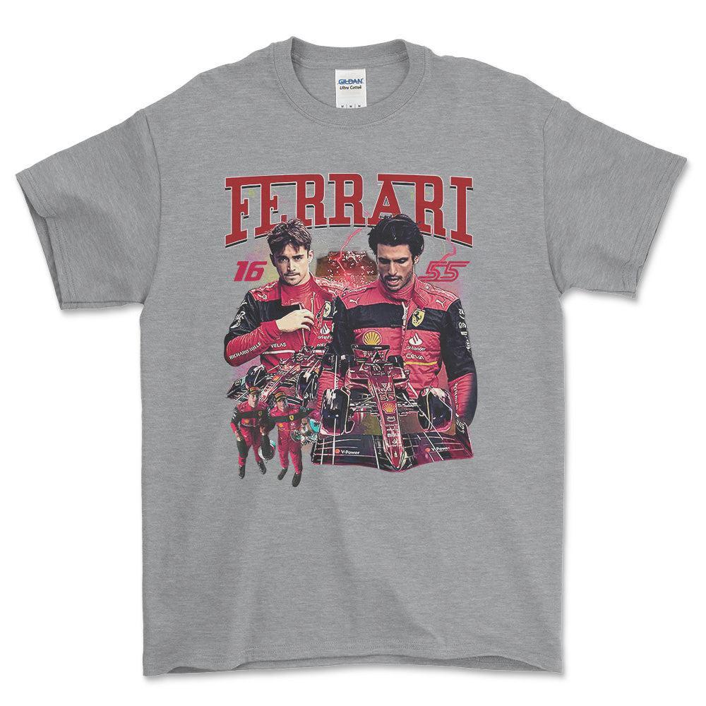 Formula 1 Ferrari - Unisex T-Shirt , Bomuld-Beklædning-Formula 1-Grå Sport-S-Forside-Garage Culture Shop- garage - man cave - merchandise