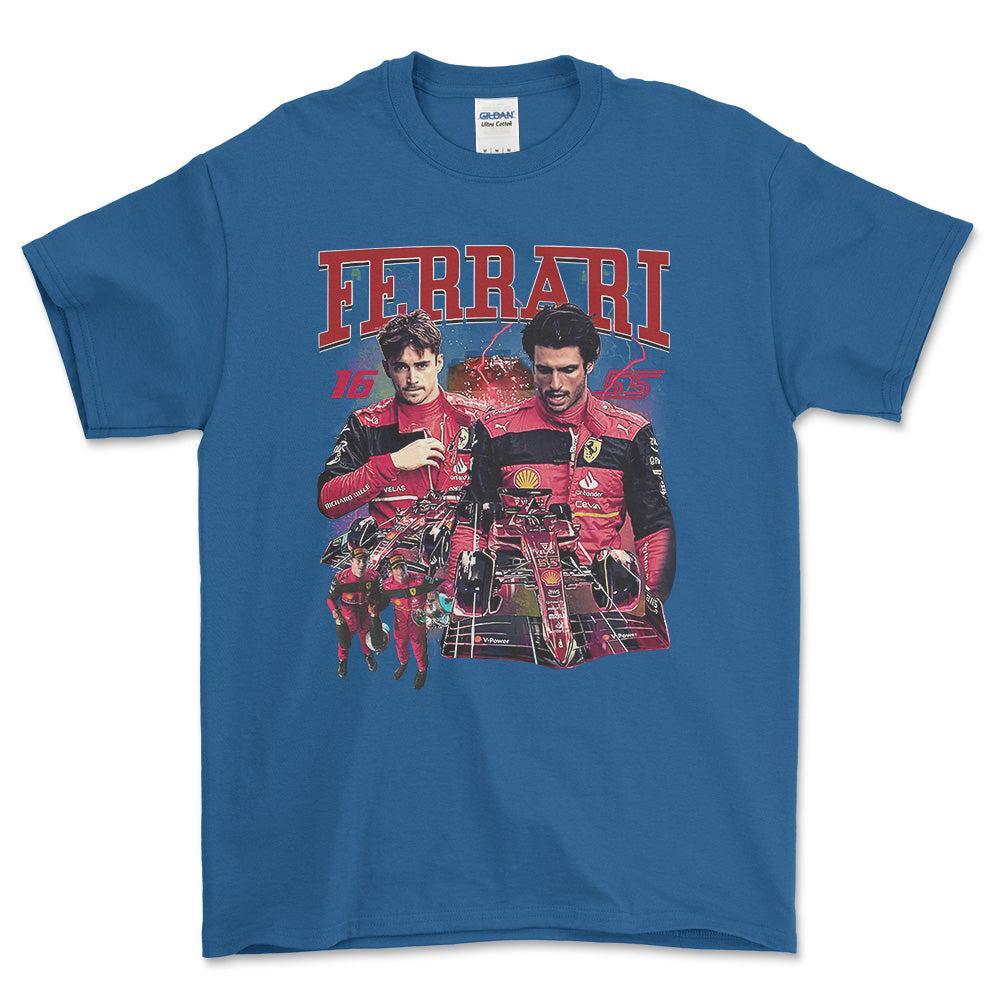 Formula 1 Ferrari - Unisex T-Shirt , Bomuld-Beklædning-Formula 1-Blå Royal-S-Forside-Garage Culture Shop- garage - man cave - merchandise