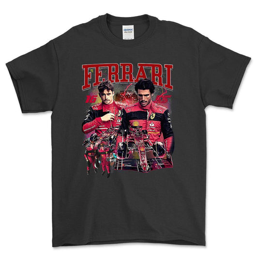 Formula 1 Ferrari - Unisex T-Shirt , Bomuld-Beklædning-Formula 1-Sort-S-Forside-Garage Culture Shop- garage - man cave - merchandise
