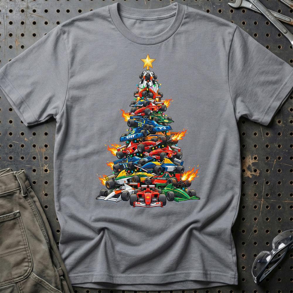 Formula 1 Juletræ Christmas Tree - Unisex T-Shirt-Beklædning-Formula 1-Grå Sport-S-Garage Culture Shop- garage - man cave - merchandise