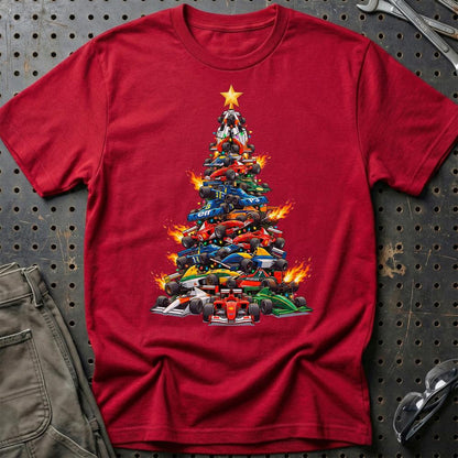 Formula 1 Juletræ Christmas Tree - Unisex T-Shirt-Beklædning-Formula 1-Rød-S-Garage Culture Shop- garage - man cave - merchandise