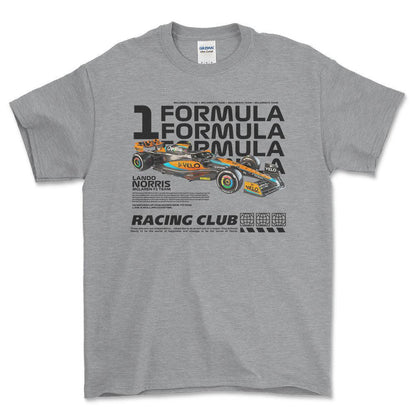 Formula 1 Lando Norris - Unisex T-Shirt , Bomuld-Beklædning-Formula 1-Grå Sport-S-Forside-Garage Culture Shop- garage - man cave - merchandise