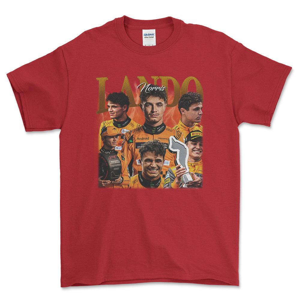 Formula 1 Lando Norris - Unisex T-Shirt , Bomuld-Beklædning-Formula 1-Rød-S-Forside-Garage Culture Shop- garage - man cave - merchandise