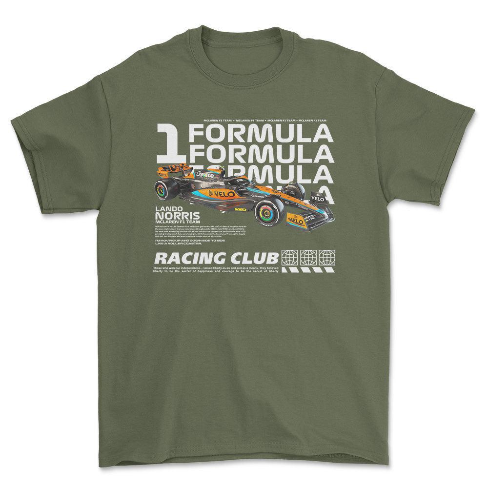 Formula 1 Lando Norris - Unisex T-Shirt , Bomuld-Beklædning-Formula 1-Grøn Militær-S-Forside-Garage Culture Shop- garage - man cave - merchandise