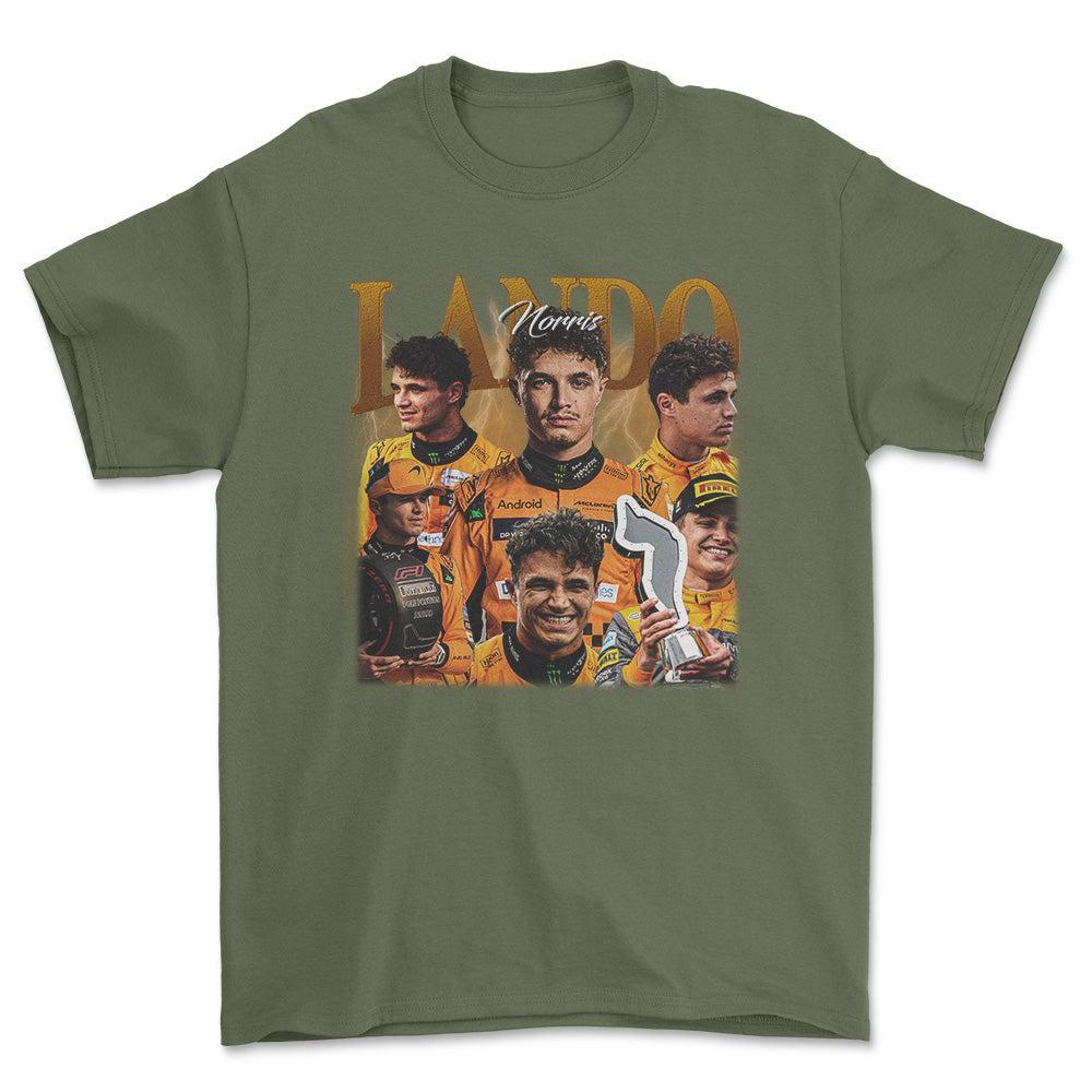 Formula 1 Lando Norris - Unisex T-Shirt , Bomuld-Beklædning-Formula 1-Grøn Militær-S-Forside-Garage Culture Shop- garage - man cave - merchandise