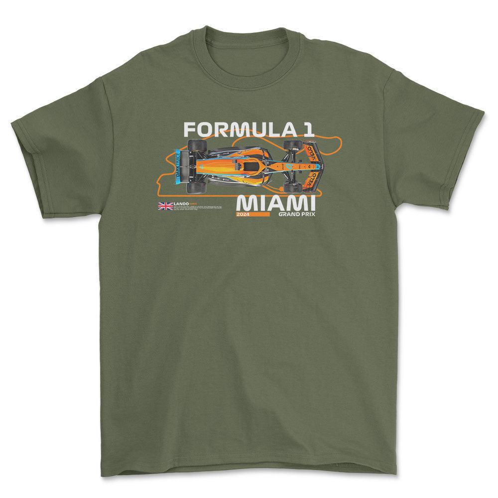 Formula 1 Lando - Unisex T-Shirt , Bomuld-Beklædning-Formula 1-Grøn Militær-S-Forside-Garage Culture Shop- garage - man cave - merchandise