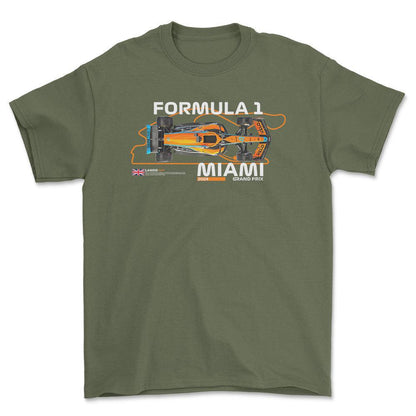 Formula 1 Lando - Unisex T-Shirt , Bomuld-Beklædning-Formula 1-Grøn Militær-S-Forside-Garage Culture Shop- garage - man cave - merchandise