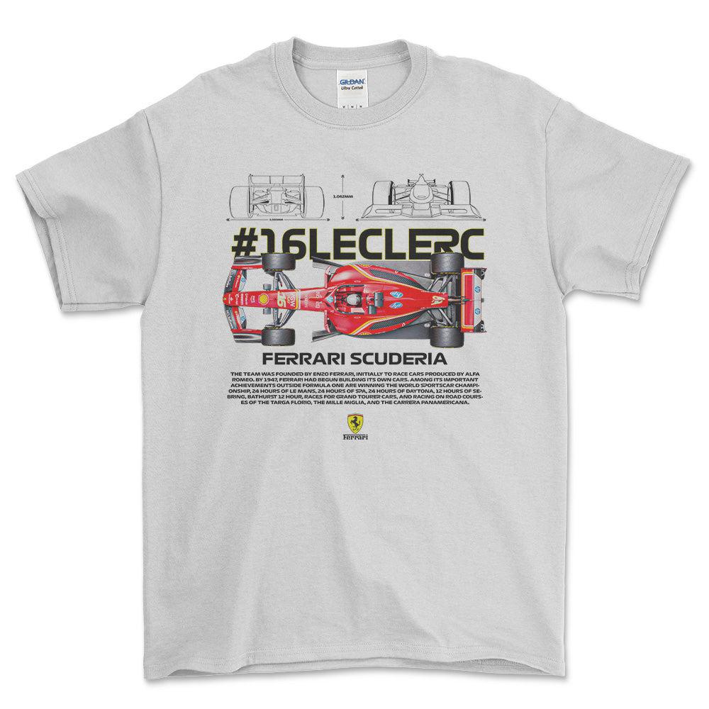 Formula 1 Leclerc - Unisex T-Shirt , Bomuld-Beklædning-Formula 1-Hvid-S-Forside-Garage Culture Shop- garage - man cave - merchandise