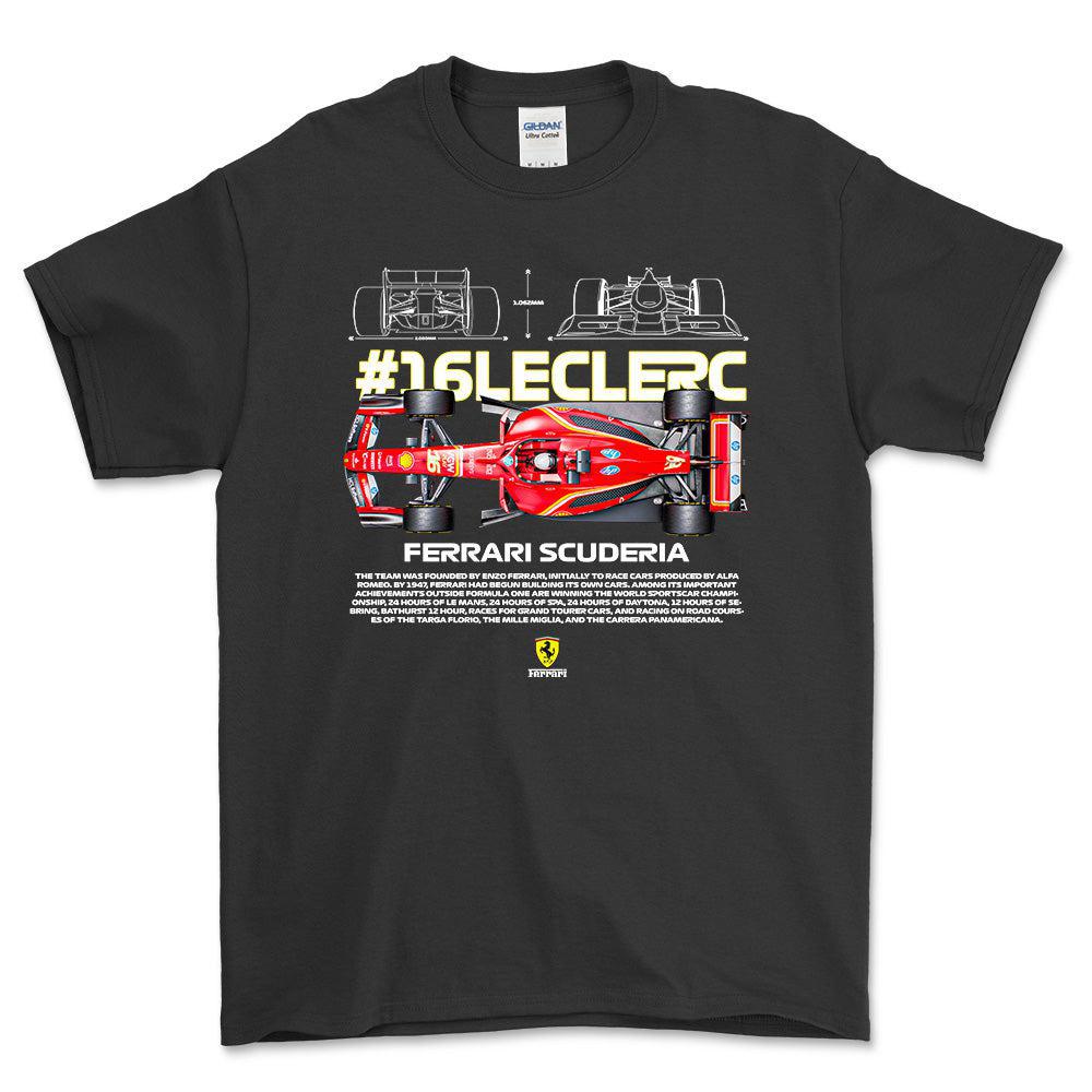 Formula 1 Leclerc - Unisex T-Shirt , Bomuld-Beklædning-Formula 1-Sort-S-Forside-Garage Culture Shop- garage - man cave - merchandise