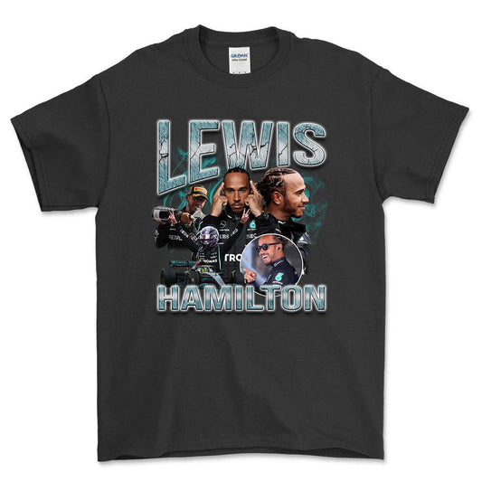 Formula 1 Lewis Hamilton - Unisex T-Shirt , Bomuld-Beklædning-Formula 1-Sort-S-Forside-Garage Culture Shop- garage - man cave - merchandise