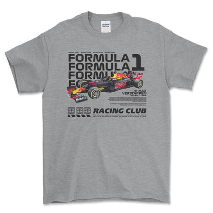 Formula 1 Max Verstappen - Unisex T-Shirt , Bomuld-Beklædning-Formula 1-Grå Sport-S-Forside-Garage Culture Shop- garage - man cave - merchandise
