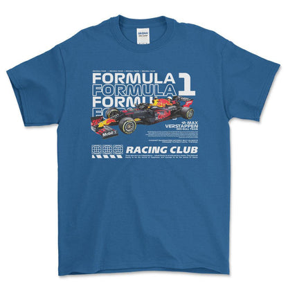 Formula 1 Max Verstappen - Unisex T-Shirt , Bomuld-Beklædning-Formula 1-Blå Royal-S-Forside-Garage Culture Shop- garage - man cave - merchandise