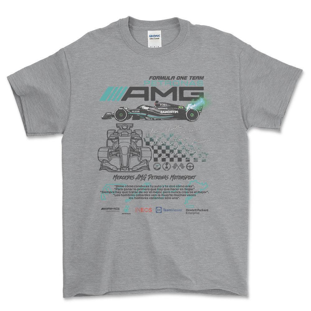 Formula 1 Mercedes AMG Petronas - Unisex T-Shirt , Bomuld-Beklædning-Formula 1-Grå Sport-S-Forside-Garage Culture Shop- garage - man cave - merchandise