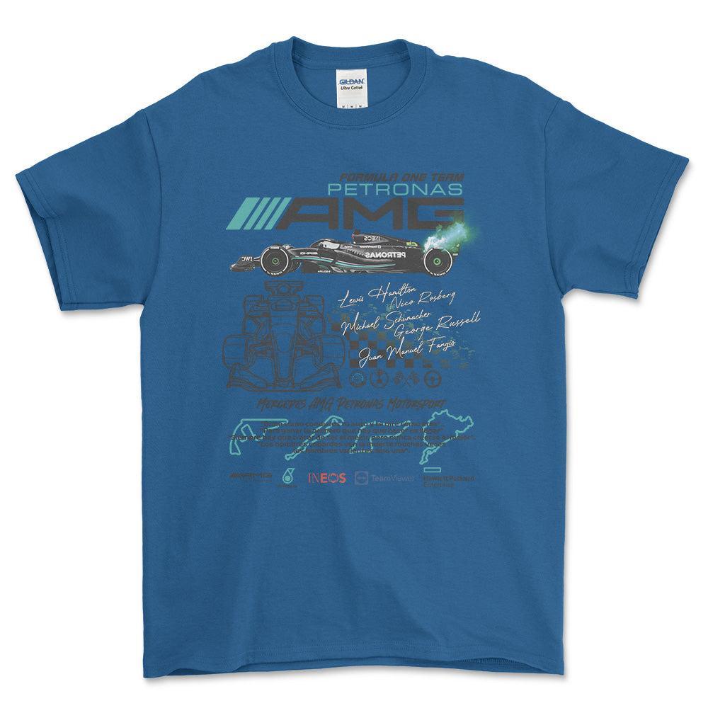 Formula 1 Mercedes AMG Petronas - Unisex T-Shirt , Bomuld-Beklædning-Formula 1-Blå Royal-S-Forside-Garage Culture Shop- garage - man cave - merchandise