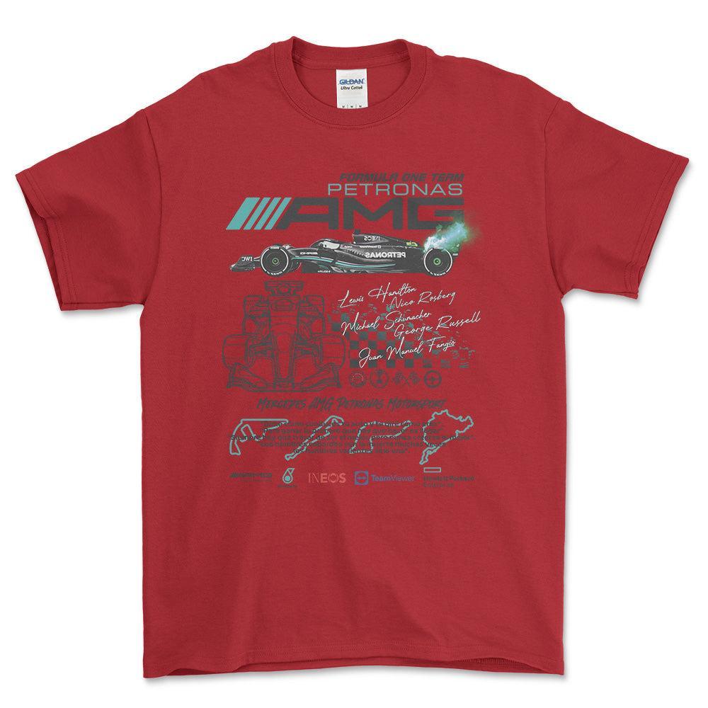 Formula 1 Mercedes AMG Petronas - Unisex T-Shirt , Bomuld-Beklædning-Formula 1-Rød-S-Forside-Garage Culture Shop- garage - man cave - merchandise
