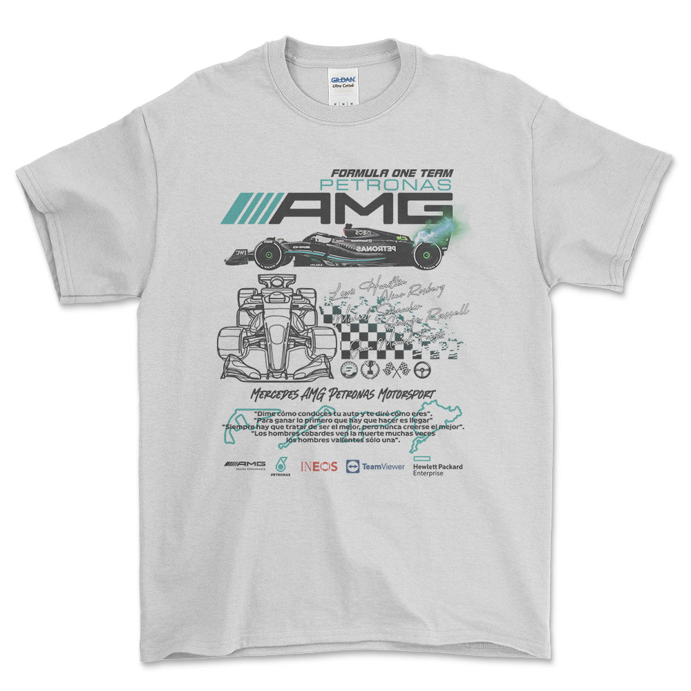 Formula 1 Mercedes AMG Petronas - Unisex T-Shirt , Bomuld-Beklædning-Formula 1-Hvid-S-Forside-Garage Culture Shop- garage - man cave - merchandise
