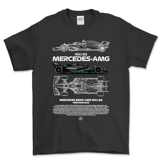 Formula 1 Mercedes AMG - Unisex T-Shirt , Bomuld-Beklædning-Formula 1-Sort-S-Forside-Garage Culture Shop- garage - man cave - merchandise