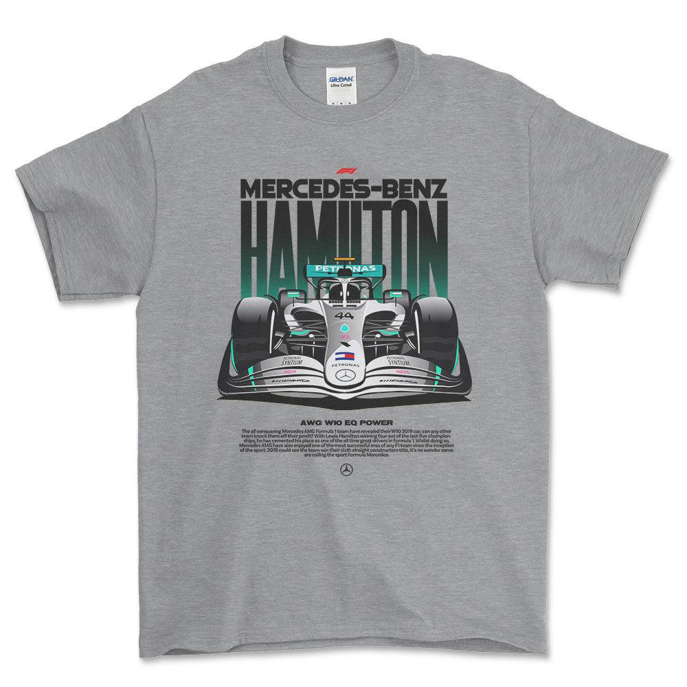 Formula 1 Mercedes Benz Hamilton - Unisex T-Shirt , Bomuld-Beklædning-Formula 1-Grå Sport-S-Forside-Garage Culture Shop- garage - man cave - merchandise