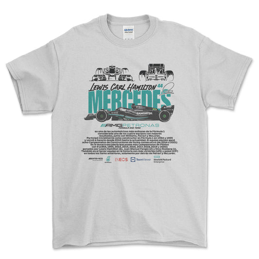 Formula 1 Mercedes Lewis Carl Hamilton - Unisex T-Shirt , Bomuld-Beklædning-Formula 1-Hvid-S-Forside-Garage Culture Shop- garage - man cave - merchandise