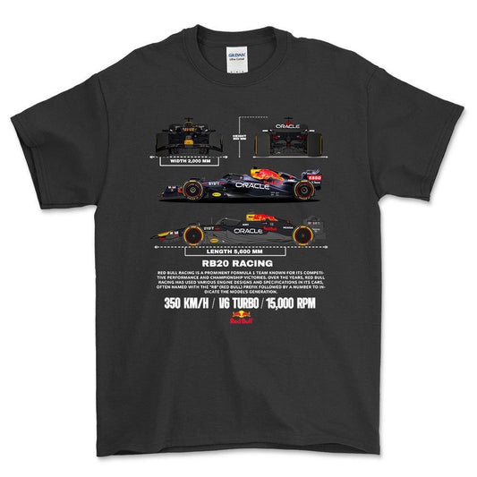 Formula 1 RB20 Racing - Unisex T-Shirt , Bomuld-Beklædning-Formula 1-Sort-S-Forside-Garage Culture Shop- garage - man cave - merchandise